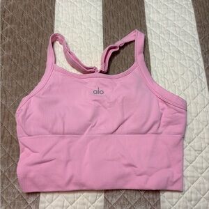 ALO Yoga Light Pink Ribbed Bra